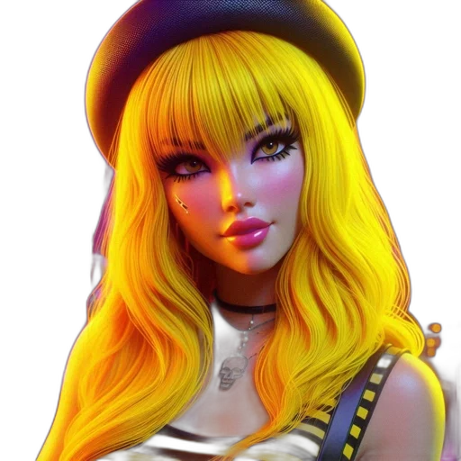 hat, face, fantasy art, photorealistic, cartoon, concept art, neon lights, neon transparent PNG cut-out
