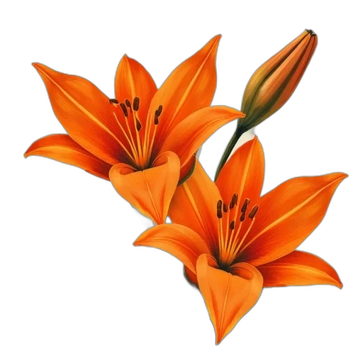 flower, crown, jewelry, staff, photorealistic, 3d render, oil painting, orange transparent PNG cut-out