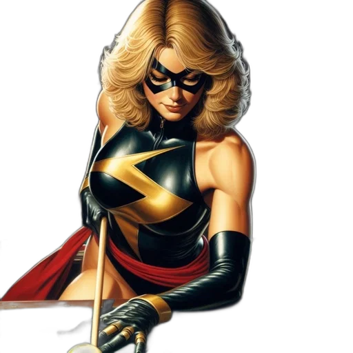 comic book art, concept art, cartoon, fantasy art, blonde-haired, superhero, black, gold transparent PNG cut-out