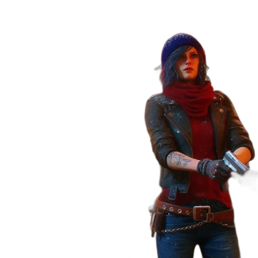 jacket, weapon, staff, mask, concept art, cyberpunk, 3d render, comic book art transparent PNG cut-out