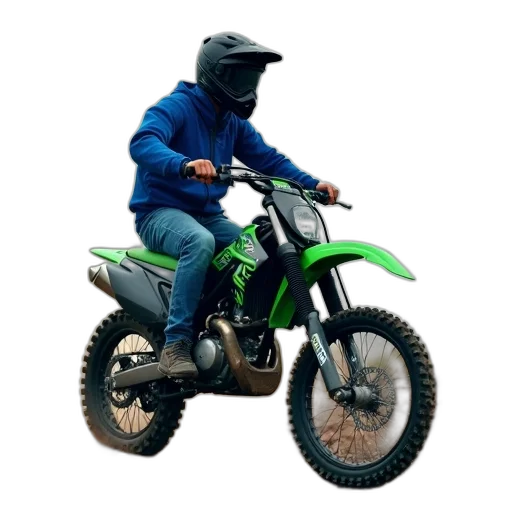 jacket, 3d render, photorealistic, concept art, green, person, riding, dirt transparent PNG cut-out