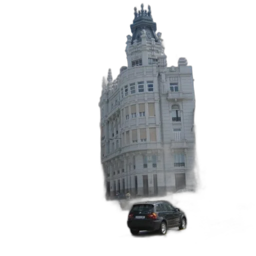 building, car, 3d render, photorealistic, concept art, city street, city, street transparent PNG cut-out