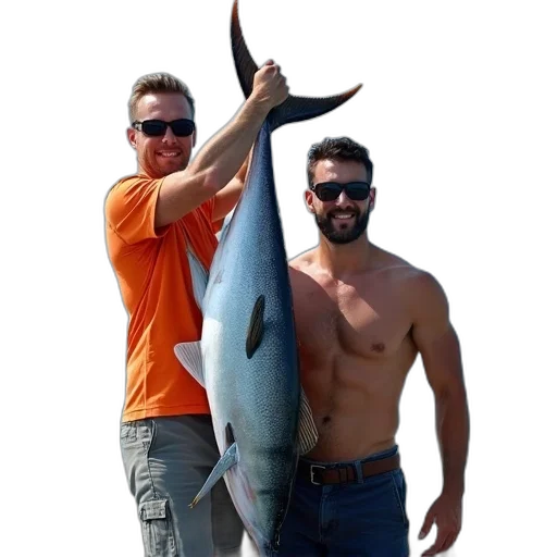 staff, animal, weapon, creature, two, men, standing, boat transparent PNG cut-out