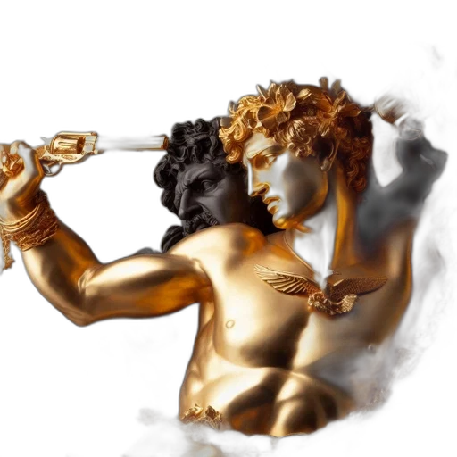 jewelry, fantasy art, concept art, photorealistic, 3d render, fire, golden, statue transparent PNG cut-out