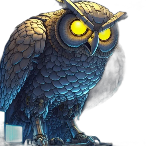 staff, concept art, fantasy art, pixel art, photorealistic, blue, imposing, owl transparent PNG cut-out