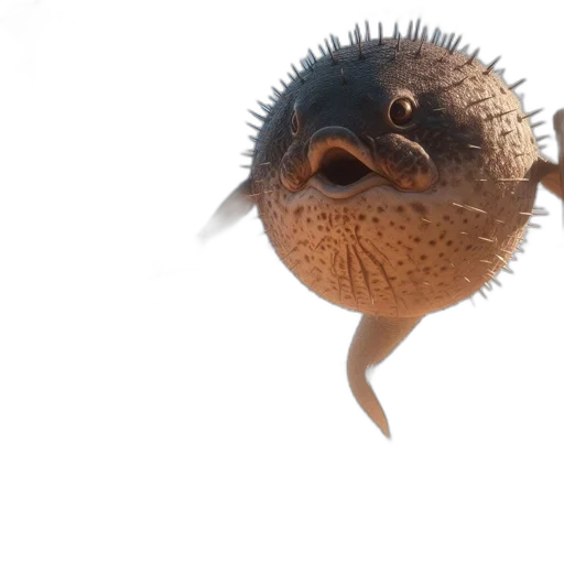 creature, animal, hair, face, 3d render, photorealistic, concept art, underwater transparent PNG cut-out