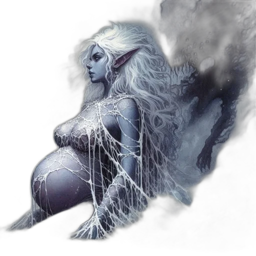 fantasy art, concept art, comic book art, watercolor, fog, underwater, elven, female transparent PNG cut-out