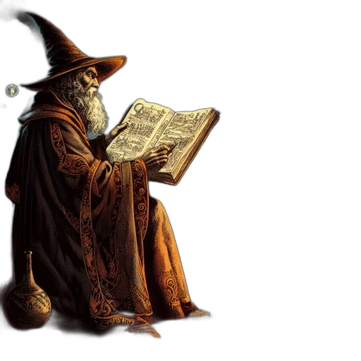 hat, staff, fantasy art, concept art, elderly, figure, portrayed, wizard transparent PNG cut-out