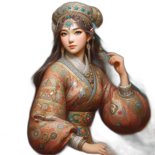 dress, jewelry, crown, face, oil painting, fantasy art, photorealistic, concept art transparent PNG cut-out