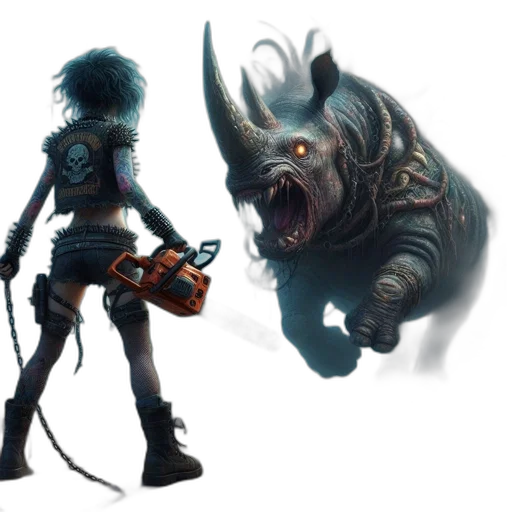 creature, animal, concept art, fantasy art, 3d render, cyberpunk, post-apocalyptic, scene transparent PNG cut-out