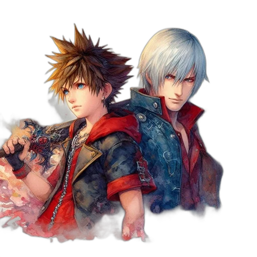 jacket, concept art, fantasy art, pixel art, anime, fire, red, two transparent PNG cut-out
