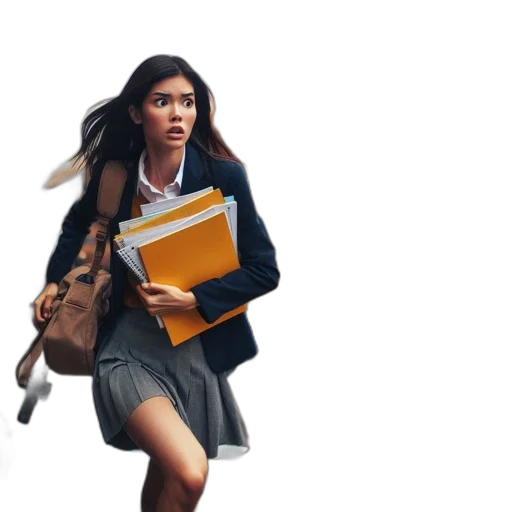 jacket, concept art, photorealistic, 3d render, comic book art, city street, student, runs transparent PNG cut-out
