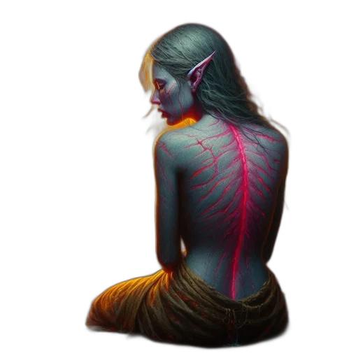 dress, jewelry, creature, hair, concept art, fantasy art, cyberpunk, watercolor transparent PNG cut-out