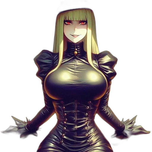 robot, dress, weapon, fantasy art, concept art, pixel art, anime, dark transparent PNG cut-out