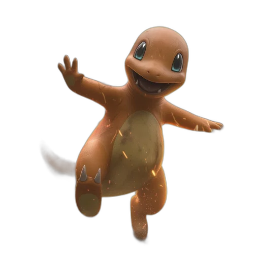 creature, animal, dragon, staff, 3d render, concept art, photorealistic, charmander transparent PNG cut-out