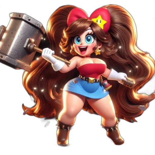 staff, weapon, crown, hair, concept art, cartoon, 3d render, pixel art transparent PNG cut-out