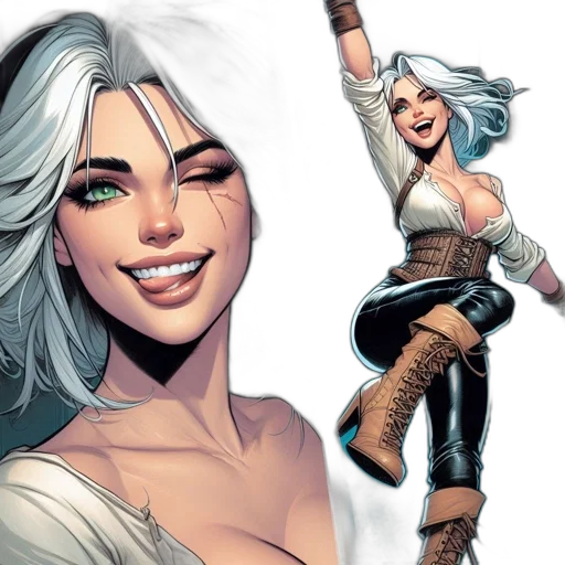 comic book art, concept art, fantasy art, earth tones, female, character, depicted, two transparent PNG cut-out