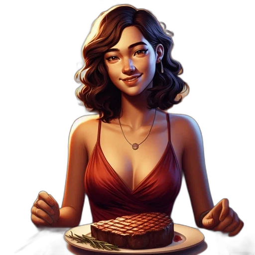food, dress, face, jewelry, concept art, pixel art, fantasy art, comic book art transparent PNG cut-out