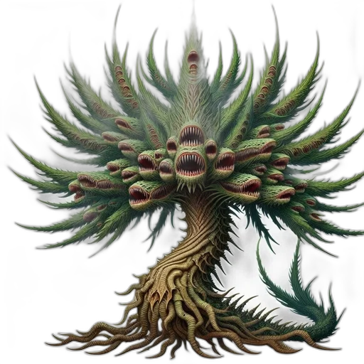 tree, crown, creature, hair, concept art, fantasy art, 3d render, photorealistic transparent PNG cut-out