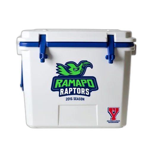 white, cooler, green, blue, logo, rampage, raptors, features transparent PNG cut-out