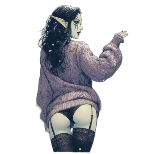 jacket, dress, creature, staff, concept art, watercolor, cyberpunk, fantasy art transparent PNG cut-out