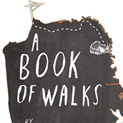 book, walks, cover, orange, background, chalkboard-like, design, featuring transparent PNG cut-out