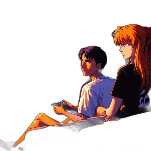 pixel art, concept art, anime, vaporwave, neon lights, fire, sunset, night transparent PNG cut-out