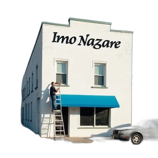 building, car, concept art, white, sign, reads, imo, nazare transparent PNG cut-out