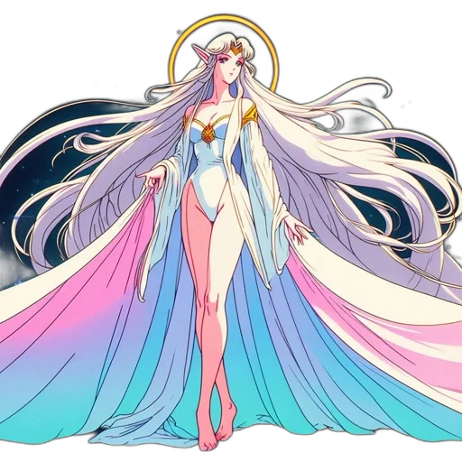dress, concept art, fantasy art, anime, vaporwave, pastel, colorful, blue transparent PNG cut-out