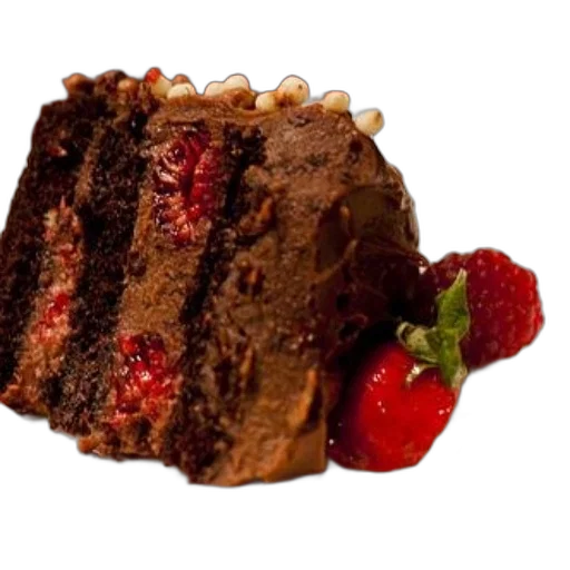 food, crown, photorealistic, decadent, slice, chocolate, cake, raspberries transparent PNG cut-out