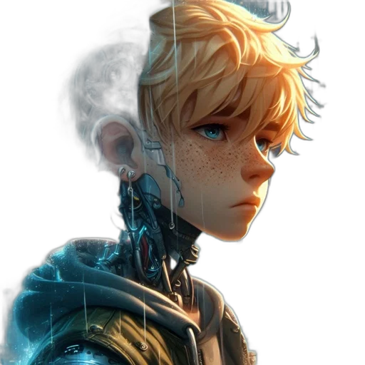 robot, face, dragon, concept art, fantasy art, comic book art, cyberpunk, blue transparent PNG cut-out
