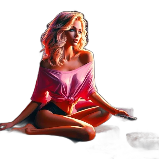 dress, concept art, comic book art, photorealistic, cartoon, neon lights, sunset, red transparent PNG cut-out