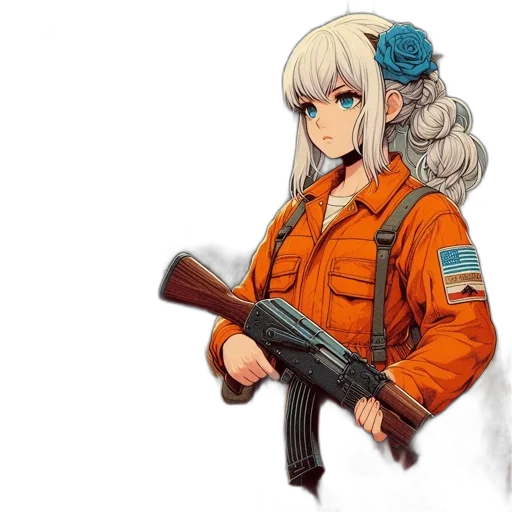 weapon, jacket, staff, anime, concept art, cartoon, pixel art, outer space transparent PNG cut-out