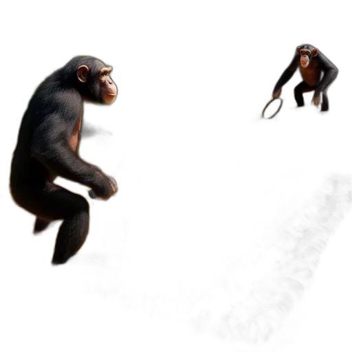 animal, creature, concept art, 3d render, photorealistic, fog, two, chimps transparent PNG cut-out