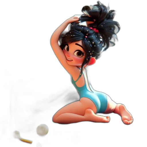cartoon, concept art, 3d render, fantasy art, underwater, animated, girl, pink transparent PNG cut-out