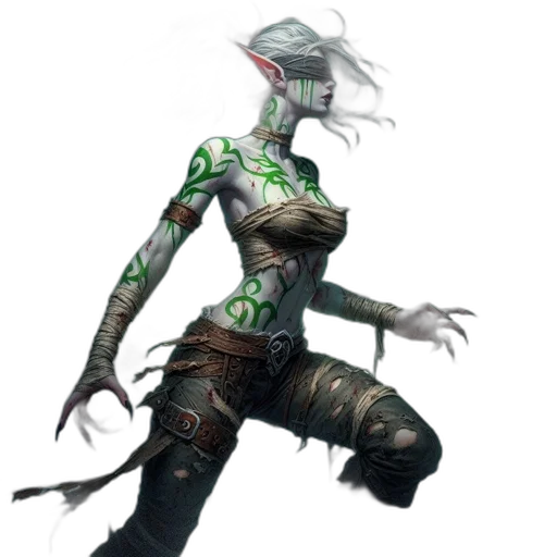 staff, creature, robot, concept art, fantasy art, cyberpunk, comic book art, green transparent PNG cut-out