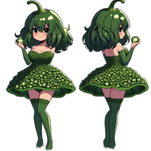 dress, creature, flower, crown, concept art, pixel art, anime, 3d render transparent PNG cut-out