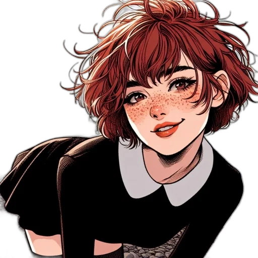 hair, face, comic book art, anime, cartoon, concept art, monochrome, red transparent PNG cut-out