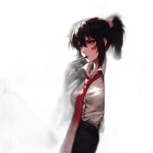 staff, jacket, weapon, mask, anime, concept art, pixel art, fantasy art transparent PNG cut-out