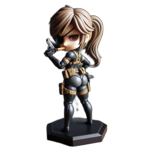 concept art, 3d render, pixel art, female, figurine, tactical, gear, holding transparent PNG cut-out