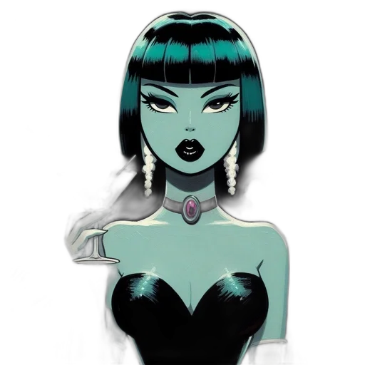 jewelry, comic book art, cartoon, concept art, fantasy art, green, dark, neon transparent PNG cut-out