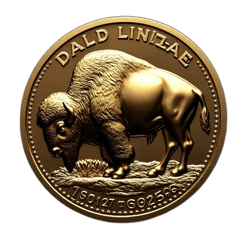 black, diamond, gold, buffalo, medallion, coin transparent PNG cut-out