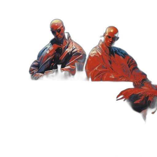 jacket, mask, weapon, concept art, comic book art, cyberpunk, watercolor, fire transparent PNG cut-out