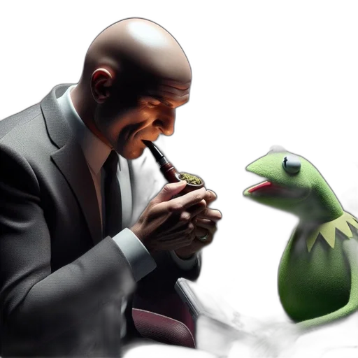 concept art, photorealistic, 3d render, fantasy art, bald, man, lights, pipe transparent PNG cut-out