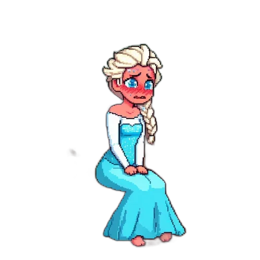 dress, staff, crown, jewelry, pixel art, cartoon, concept art, fantasy art transparent PNG cut-out