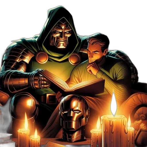 comic book art, concept art, fire, two, characters, share, cozy, room transparent PNG cut-out