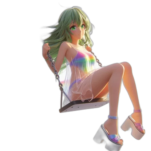 dress, 3d render, concept art, vaporwave, pixel art, green, pastel, neon transparent PNG cut-out