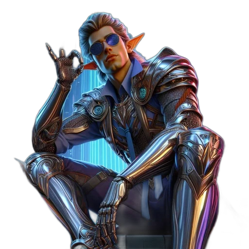 robot, jacket, weapon, staff transparent PNG cut-out