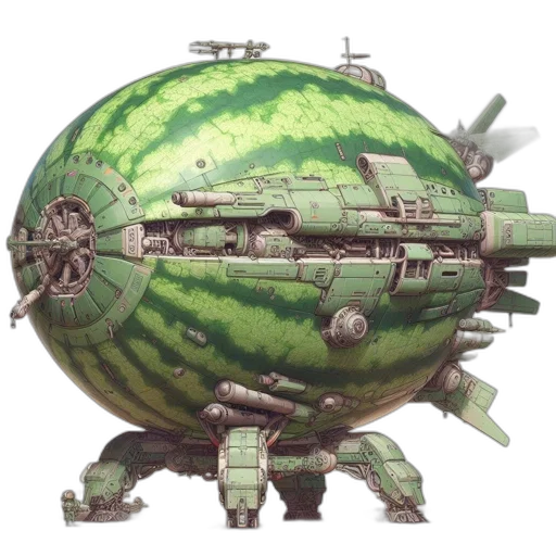 weapon, food, robot, concept art, 3d render, fantasy art, cyberpunk, green transparent PNG cut-out