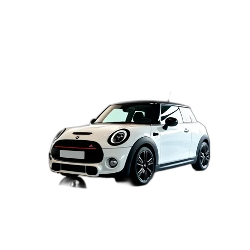 car, animal, 3d render, photorealistic, white, mini, cooper, parked transparent PNG cut-out